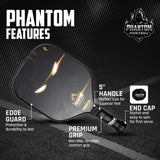 PHANTOM IMMORTAL 16MM T800 Carbon Fiber Pickleball Pro Paddle with Cover-features