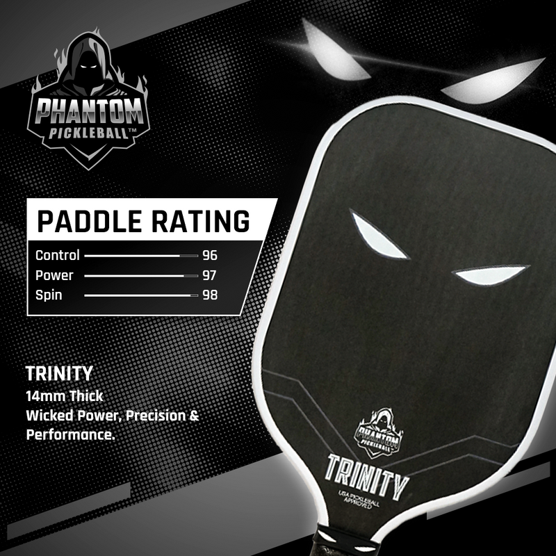 Phantom TRINITY 14MM T700 Raw Carbon Fiber Thermoformed Pro Pickleball Paddle w/ Premium Cover
