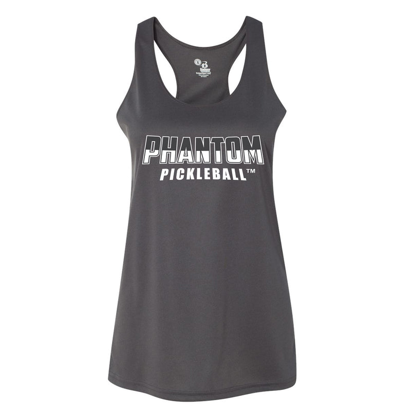 PHANTOM Women's Racerback Performance Tank Top- Gray- Front 