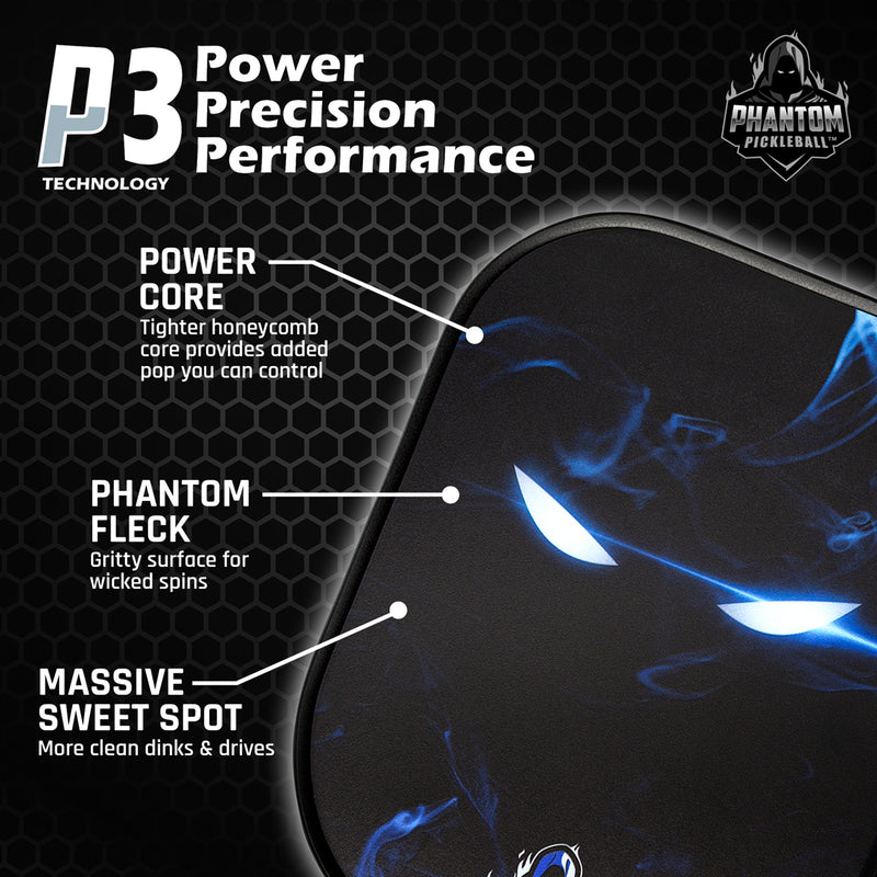 PHANTOM SNIPER 13MM T800 Carbon Fiber Pickleball Pro Paddle with Cover-  P3 technology