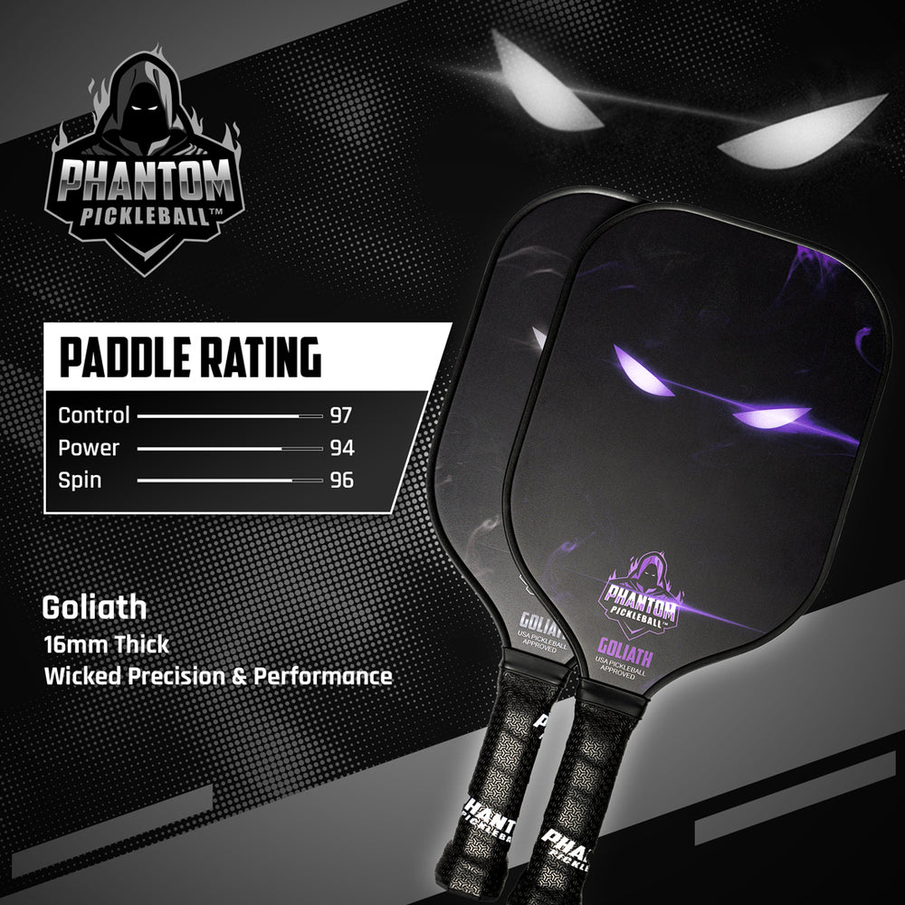 PHANTOM GOLIATH 16MM T800 Carbon Fiber Pickleball Pro Paddle with Cove